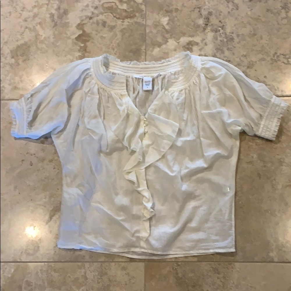 Diane Von Furstenberg cream ruffled top